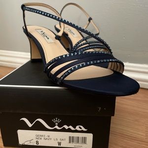 Nina Gerri Navy Silhoutte with blue rhinestones .